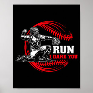 Vintage Baseball Catcher Funny Boys Go Ahead Run I Poster