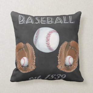 Vintage Baseball Chalkboard Design Throw Pillow