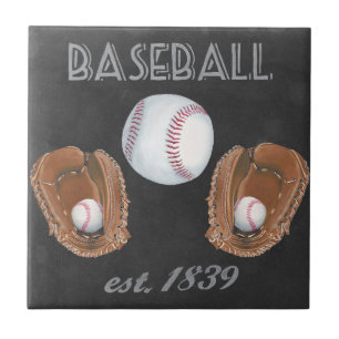 Vintage Baseball Chalkboard Design Tile