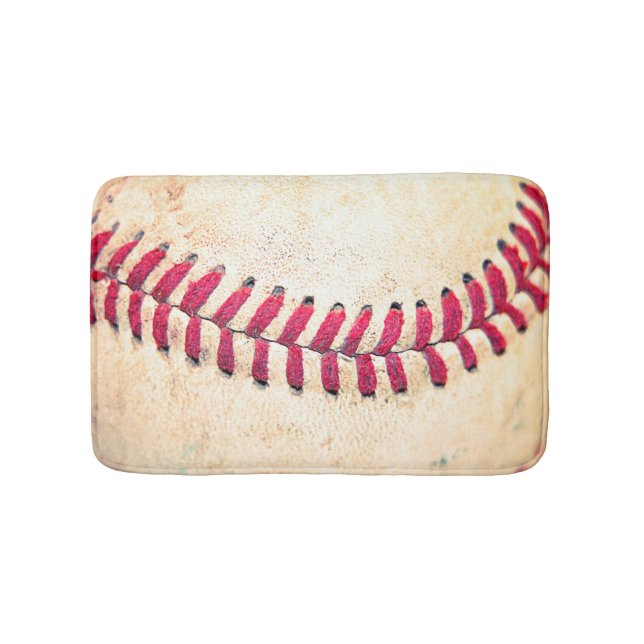 Vintage Baseball Close Up Photo Bath Mat (Front)