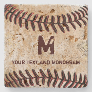 Vintage Baseball Coasters Your Monogram and Name