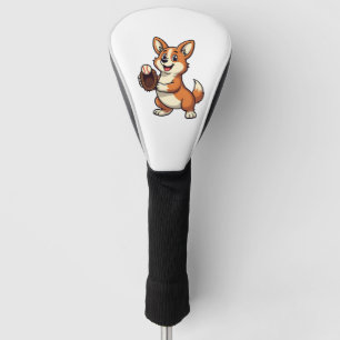 Vintage Baseball Corgi Dog Catcher Cartoon Vector Golf Head Cover