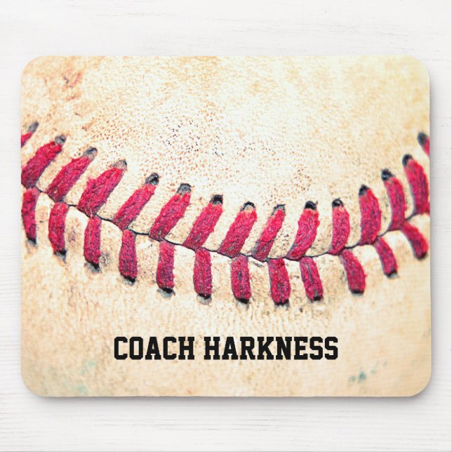 Vintage Baseball Custom Name Mouse Pad (Front)