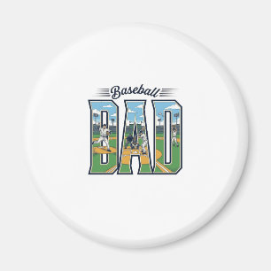 Vintage Baseball Dad Engraved Letter Shirt Design_ Magnet