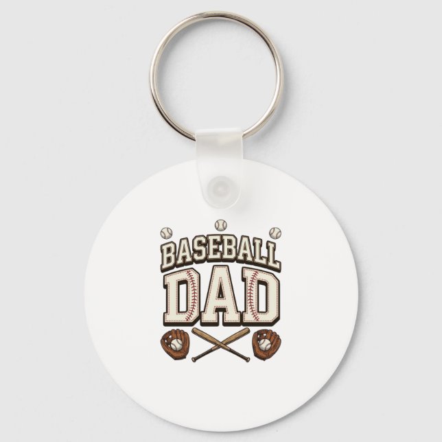 Vintage Baseball Dad Father’s Day Keychain (Front)