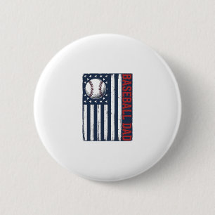 Vintage Baseball Dad Flag Shirt Design_1 2 Inch Round Button