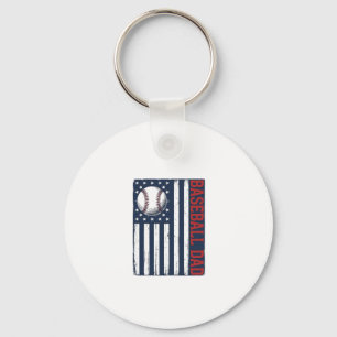 Vintage Baseball Dad Flag Shirt Design_1 Keychain