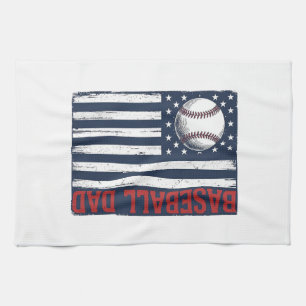 Vintage Baseball Dad Flag Shirt Design_1 Kitchen Towel