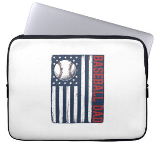 Vintage Baseball Dad Flag Shirt Design_1 Laptop Sleeve