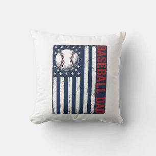 Vintage Baseball Dad Flag Shirt Design_1 Throw Pillow
