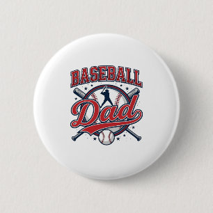 Vintage Baseball Dad Shirt Design_1 2 Inch Round Button