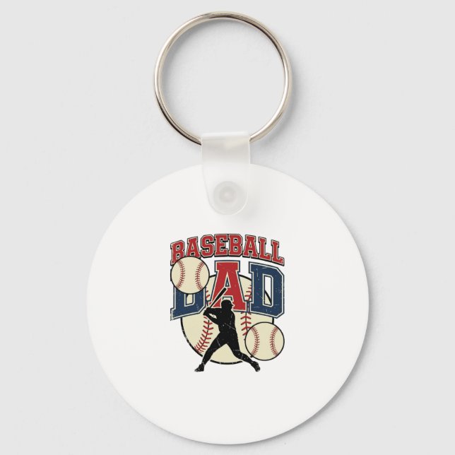 Vintage Baseball Dad Shirt Design_1 Keychain (Front)