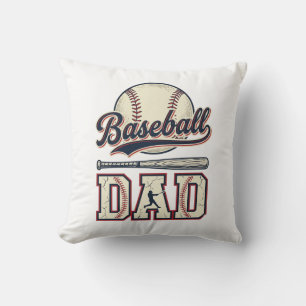 Vintage Baseball Dad Vector Shirt Design_1 Throw Pillow