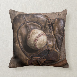 Vintage Baseball Equipment Throw Pillow