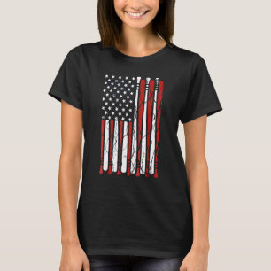 Vintage Baseball Fathers Day 4th Of July Usa Flag T-Shirt