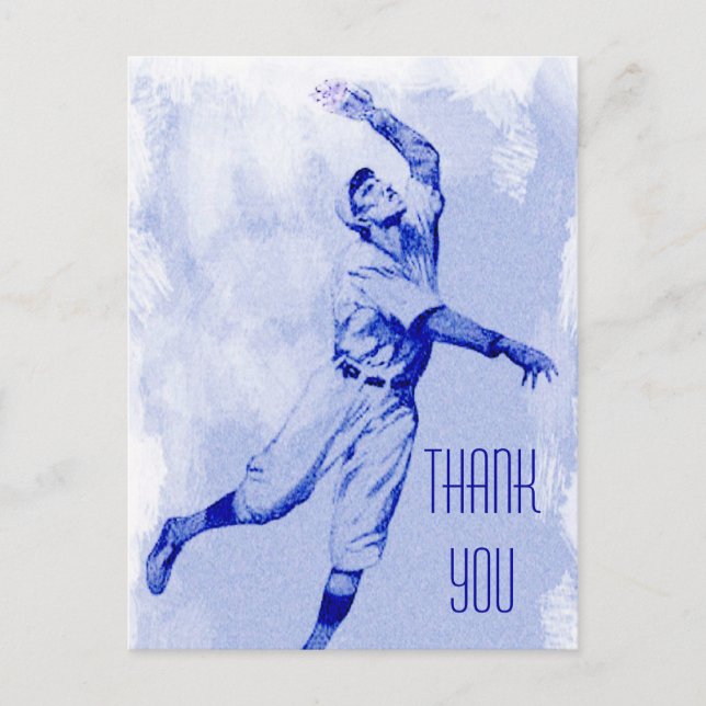 Vintage Baseball Fielder Thank You Postcard (Front)
