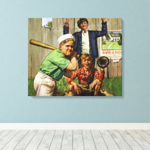 Vintage Baseball Game, Children Boys Sports Player Canvas Print