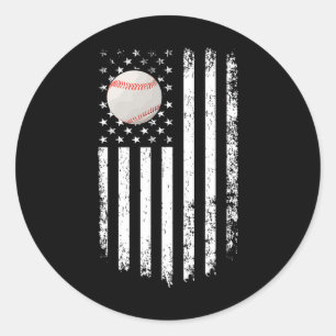 Vintage Baseball Game Day American Flag For Dad &a Classic Round Sticker