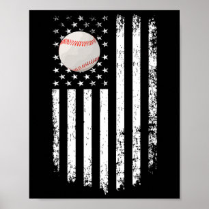Vintage Baseball Game Day American Flag For Dad &a Poster