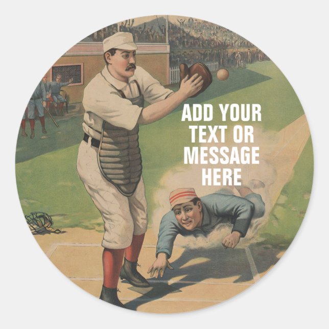 Vintage baseball game home base classic round sticker (Front)
