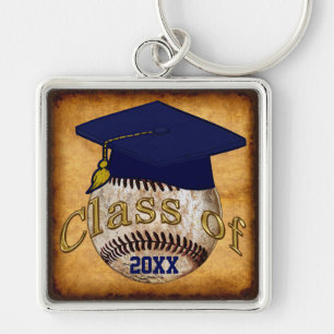 Vintage Baseball Gift for Graduate, Year or Text Keychain