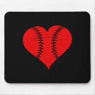 Vintage Baseball Heart Valentine's Day Boys Girls Mouse Pad