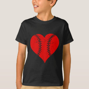 Vintage Baseball Heart Valentine's Day Boys Girls T-Shirt