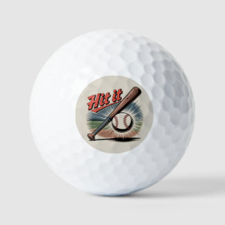 Vintage Baseball "Hit It" Retro Sports Golf Balls