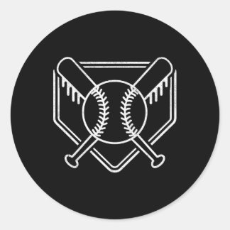 Vintage Baseball Home Plate Boys Baseball Bat Base Classic Round Sticker