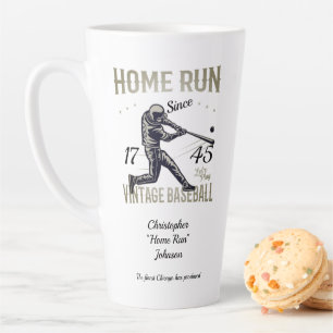 Vintage Baseball Home Run Personalized Latte Mug