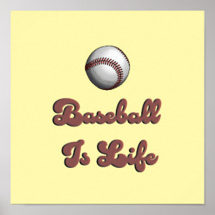 Vintage Baseball Is Life Retro Script Athletic Ill Poster