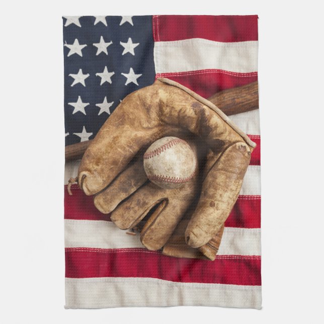 Vintage Baseball Kitchen Towel (Vertical)