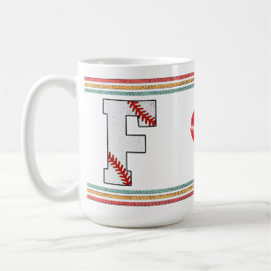Vintage Baseball Letter F Retro Birthday Athlete Coffee Mug
