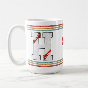 Vintage Baseball Letter H Retro Birthday Athlete Coffee Mug