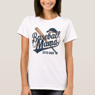 Vintage Baseball Mama Estd 2025 T-Shirt