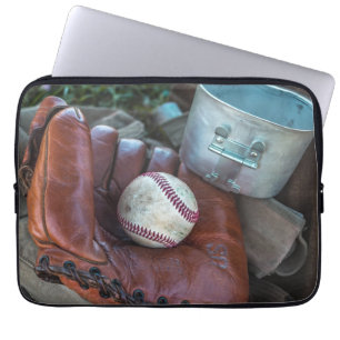 Vintage Baseball Mit and Ball Baseball Glove Amer Laptop Sleeve