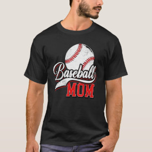 Vintage Baseball Mom Messy Bun Softball Mom Mother T-Shirt