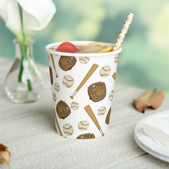 Vintage Baseball Nostalgic Sports Themed Paper Cups (Insitu)