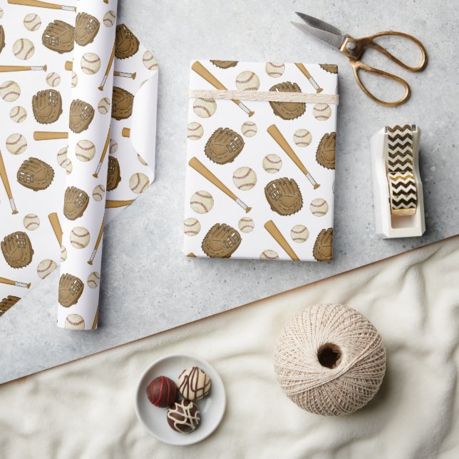 Vintage Baseball Nostalgic Sports Themed Wrapping Paper (Crafts)