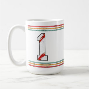 Vintage Baseball Number 1 Retro Birthday Athlete Coffee Mug