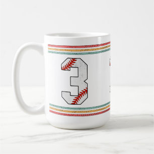 Vintage Baseball Number 3 Retro Birthday Athlete Coffee Mug
