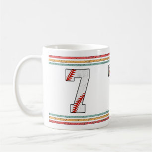 Vintage Baseball Number 7 Retro Birthday Athlete Coffee Mug