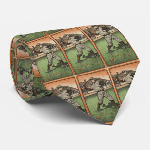 Vintage Baseball Outfielder Illustration (1903) Tie