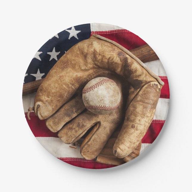 Vintage Baseball Paper Plate (Front)