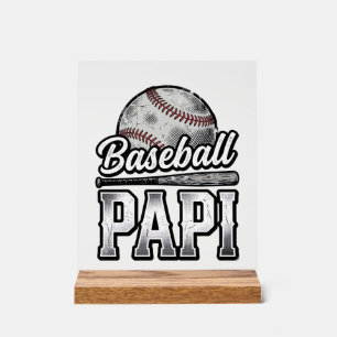 Vintage Baseball Papi Distressed Dad Shirt Design_ Acrylic Sign