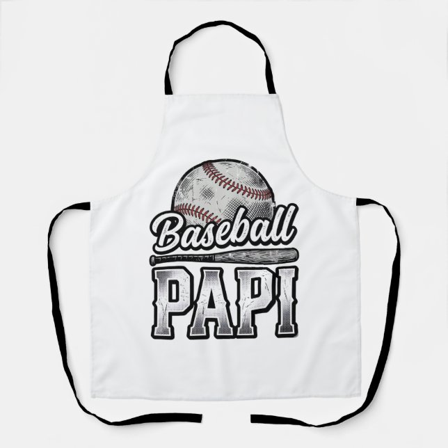 Vintage Baseball Papi Distressed Dad Shirt Design_ Apron (Front)