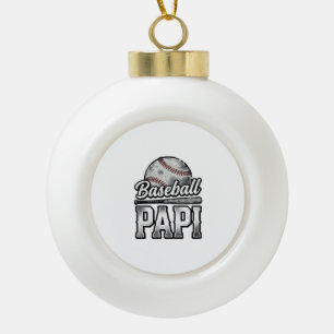 Vintage Baseball Papi Distressed Dad Shirt Design_ Ceramic Ball Christmas Ornament