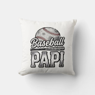Vintage Baseball Papi Distressed Dad Shirt Design_ Throw Pillow