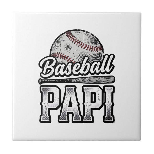 Vintage Baseball Papi Distressed Dad Shirt Design_ Tile (Front)