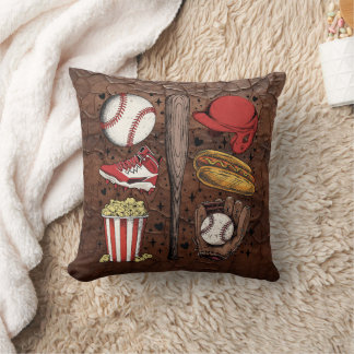 Vintage Baseball Pattern Throw Pillow